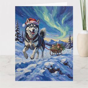Sibirischer Husky Arctical Schlittenlauf Weihnacht Karte