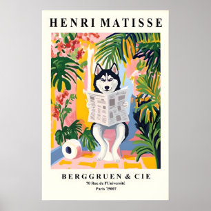 Sibirischer Husky auf Toilette Kunst - Matisse-Sti Poster