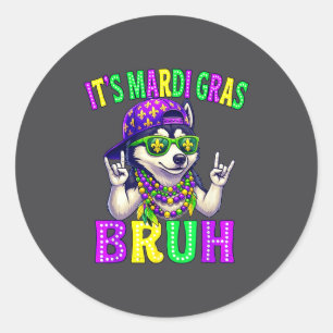 Sibirischer Husky Bruh Mardi Gras Jungen Mädchen K Runder Aufkleber