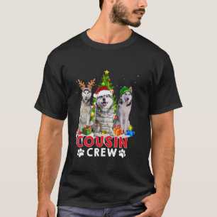 Sibirischer Husky Cousin Crew Weihnachtsbaumleucht T-Shirt