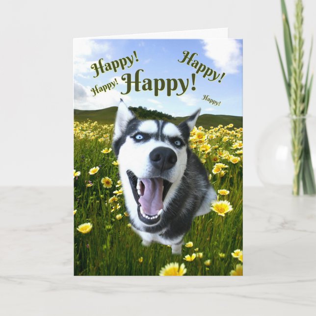 Sibirischer Husky denkt an euch Niedlichen Hund Karte (Vorderseite)