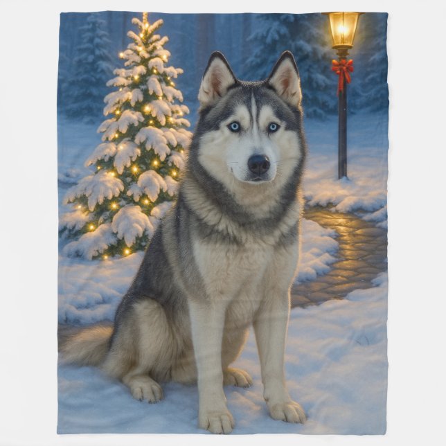 Sibirischer Husky-Feiertag  Fleecedecke (Vorderseite)