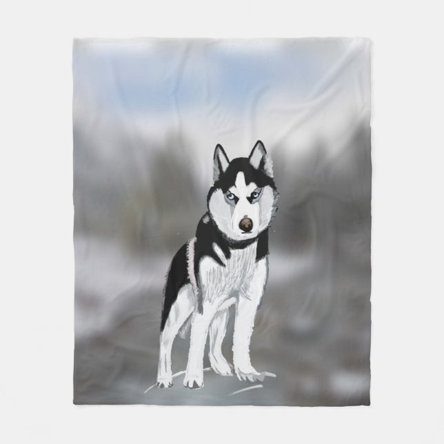 Sibirischer Husky Fleecedecke (Vorderseite)