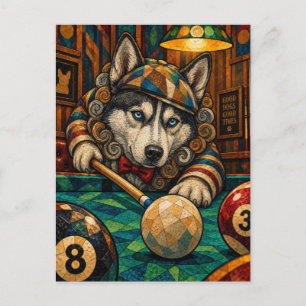Sibirischer Husky, geometrisches Mosaik Postkarte
