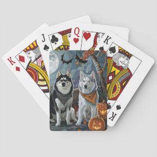 Sibirischer Husky Halloween Gruselig Spielkarten