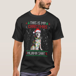Sibirischer Husky Hässliche Weihnachtsbaumlichter T-Shirt
