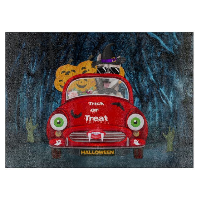 Sibirischer Husky-Hund Autofahrer Beängstigendes H Schneidebrett (Vorderseite)