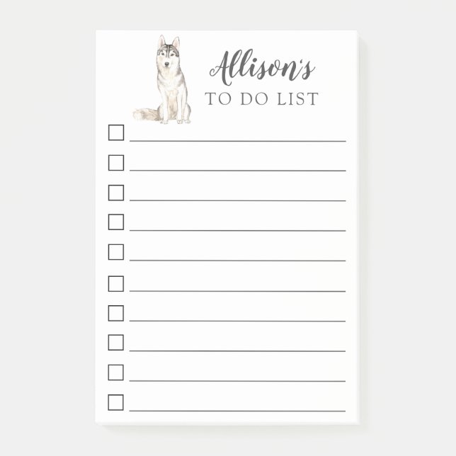 Sibirischer Husky-Hund, der Personalisiert ist, Post-it Klebezettel (Vorderseite)