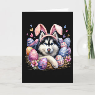 Sibirischer Husky Hund Hasenohren Ostertag  Karte