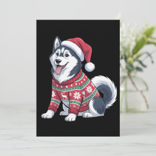 Sibirischer Husky Hund hässlicher Pullover Weihnac Einladung