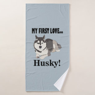 Sibirischer Husky Hund Haustier Badehandtuch