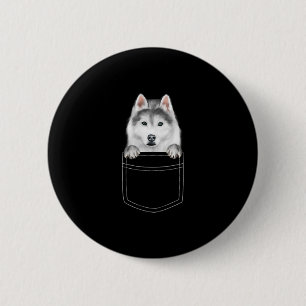 Sibirischer Husky-Hund in Pocket Funny Dog Lover Button