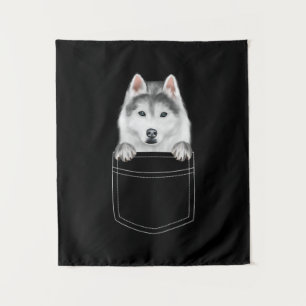 Sibirischer Husky-Hund in Pocket  Funny Dog Lover  Wandteppich