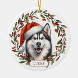 Sibirischer Husky-Hund Keramik-Kreis-Ornament Keramik Ornament