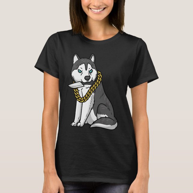 Sibirischer Husky-Hund mit Knife T-Shirt (Vorderseite)