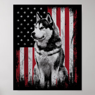 Sibirischer Husky Hund Vater Mutter Amerika 4. Jul Poster
