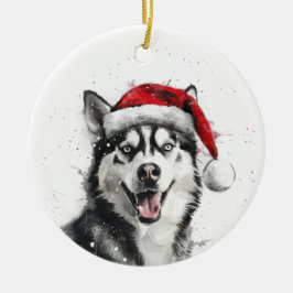 Sibirischer Husky-Hund Weihnachten Personalisiert Keramik Ornament