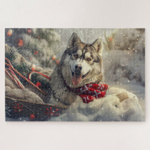 Sibirischer Husky Hund Weihnachtsfestlich