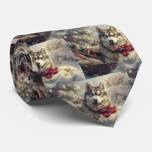 Sibirischer Husky Hund Weihnachtsfestlich Krawatte