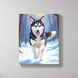 Sibirischer Husky-Hundemalerei Winter Leinwanddruck
