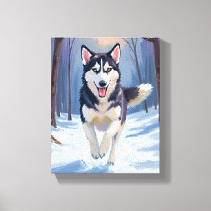 Sibirischer Husky-Hundemalerei Winter Leinwanddruck