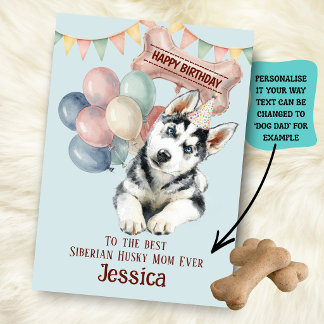 Sibirischer Husky Hundemama/Hundepapa Geburtstag Karte