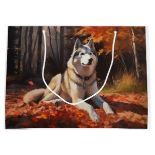 Sibirischer Husky im Herbstausfall Inspiriert Große Geschenktüte