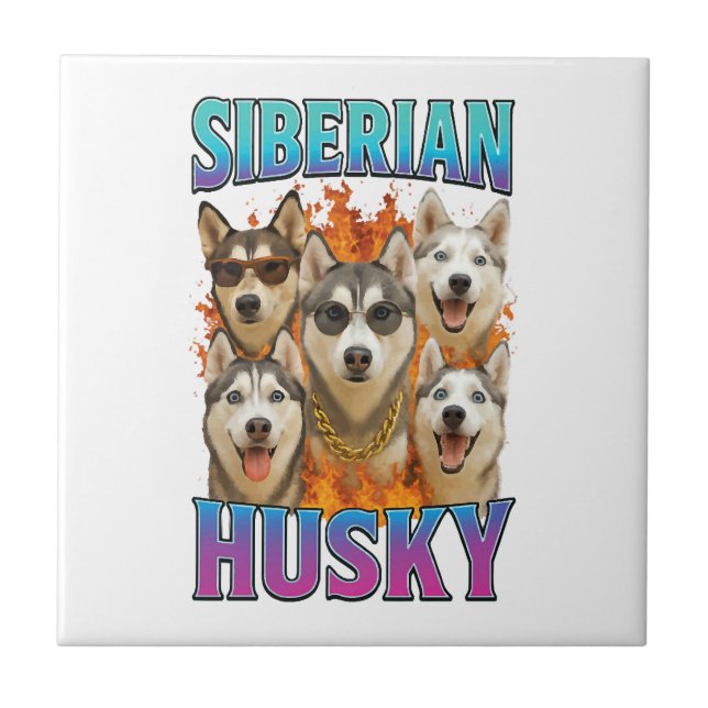 Sibirischer Husky-Kopie Fliese (Vorderseite)