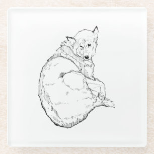 Sibirischer Husky, Minimalistische Hundeillustrati Glasuntersetzer
