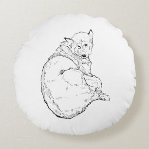 Sibirischer Husky, Minimalistische Hundeillustrati Rundes Kissen