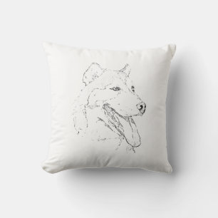 Sibirischer Husky – Minimalistische Strichzeichnun Kissen