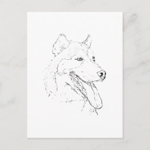 Sibirischer Husky – Minimalistische Strichzeichnun Postkarte