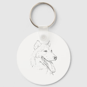Sibirischer Husky – Minimalistische Strichzeichnun Schlüsselanhänger