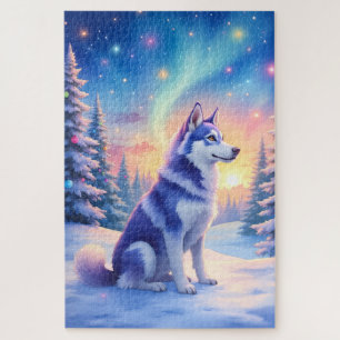 Sibirischer Husky Nordlichter Weihnachten Winter