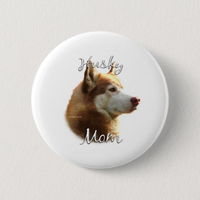 Sibirischer Husky (rot) Mama 2 Button (Vorderseite)
