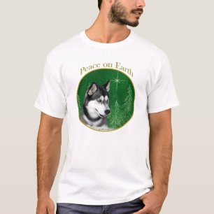 Sibirischer Husky (schwarz) Friede T-Shirt