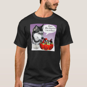 Sibirischer Husky (schwarz) Halloween Candy T-Shirt