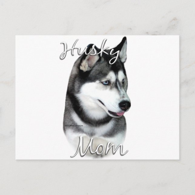 Sibirischer Husky (schwarz) Mama 2 Postkarte (Vorderseite)