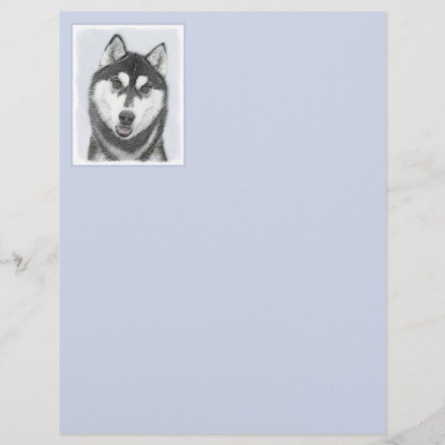 Sibirischer Husky (Schwarz und Weiß) Malerei Hunde (Vorderseite)