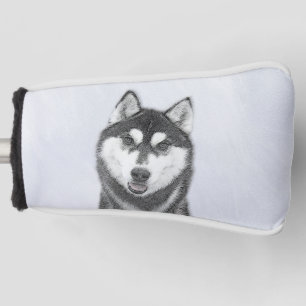 Sibirischer Husky (Schwarz und Weiß) Malerei Hunde Golf Headcover
