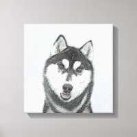 Sibirischer Husky (Schwarz und Weiß) Malerei Hunde