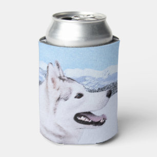 Sibirischer Husky (Silber und Weiß) Malerei Dosenkühler