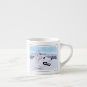 Sibirischer Husky (Silber und Weiß) Malerei Espressotasse