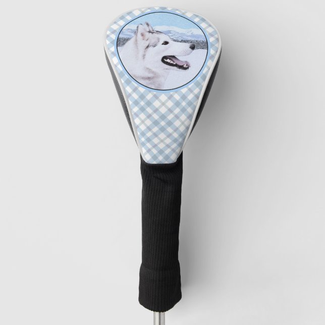 Sibirischer Husky (Silber und Weiß) Malerei Golf Headcover (Vorderseite)