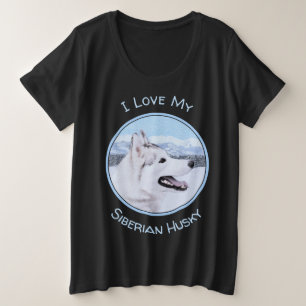 Sibirischer Husky (Silber und Weiß) Malerei Große Größe T-Shirt