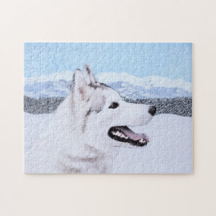 Sibirischer Husky (Silber und Weiß) Malerei Hunde