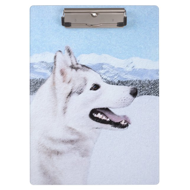 Sibirischer Husky (Silber und Weiß) Malerei Klemmbrett (Vorderseite)