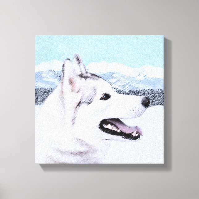 Sibirischer Husky (Silber und Weiß) Malerei Leinwanddruck (Vorderseite)
