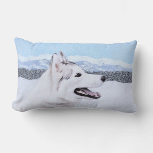 Sibirischer Husky (Silber und Weiß) Malerei Lendenkissen