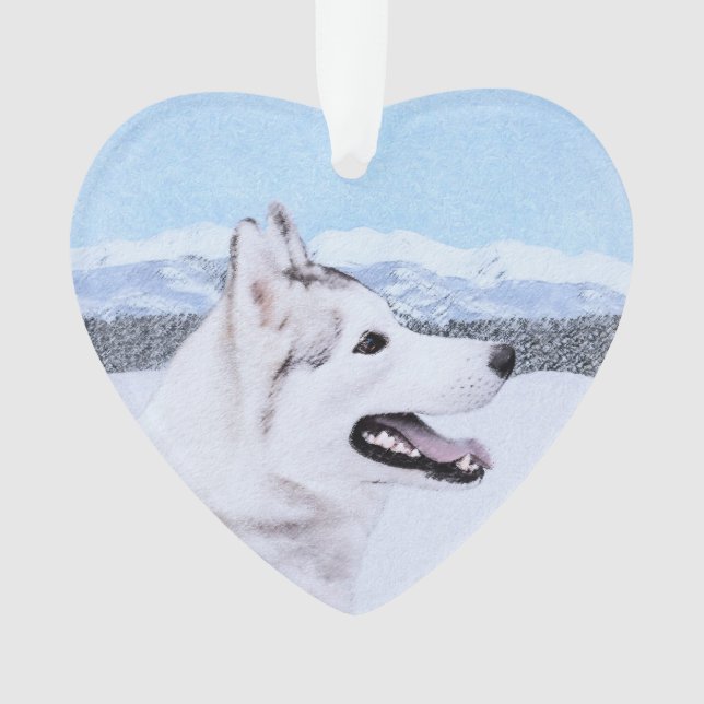 Sibirischer Husky (Silber und Weiß) Malerei Ornament (Vorderseite)